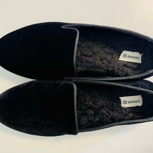 Birdies Black Velveteen Flats with Plush Lining Size 8
